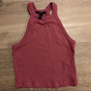 High neck pink crop top tank